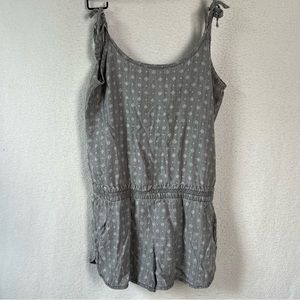 Levell 99 Romper Women's Medium Lyocell Linen Blend Colfax grey calico ribbon